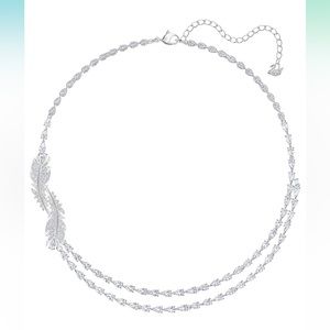 Swarovski 5493404 Nice feather crystal necklace jewelry elegant fashion silver